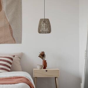 PR Home Závěsné svítidlo Saigon, ratanový vzhled, šedá barva, Ø 18 cm