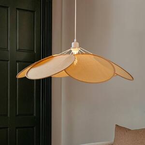 Závěsné svítidlo Lindby Astraia, přírodní/bílá, ratan, Ø 80 cm
