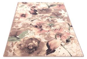 Moderní vlněný koberec Agnella Isfahan Marica Květy Pískový Rozměr: 80x120 cm