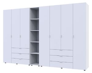 Skříň sedmidveřová s regálem Gelar 309 cm Bílá