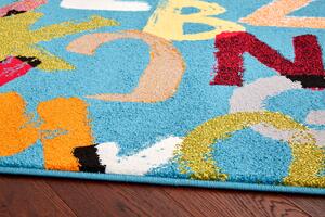 Dětský kusový koberec Dywilan Free Elementarz Písmenka modrý Rozměr: 120x170 cm