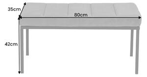 Designová lavice Bailey 80 cm světle šedý samet - Skladem