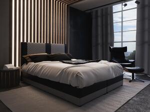 Kontinentální postel 140 cm Pecos Comfort (ekokůže + šedá + černá) (s matrací a úložným prostorem). 1056267