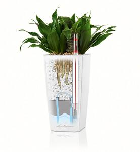Samozavlažovací květináč Cubico Premium 30 cm, stříbrná +