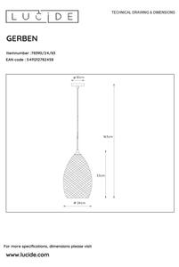 Lucide 78390/24/63 - Lustr na lanku GERBEN 1xE27/40W/230V