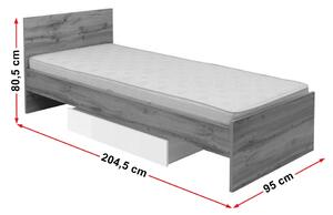 Jednolůžková postel 90 cm BRW Zele LOZ90. 702289