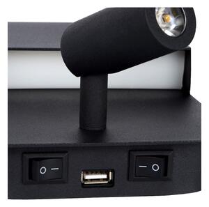 Lucide 79200/08/30 - LED Nástěnné svítidlo BOXER LED/5W/230V + LED/5W USB černá