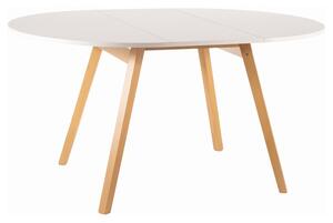 Kulatý jídelní stůl Sego209, bílý/buk, 102-144cm