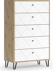 Kredenc Vicco Nizza Řemeslný dub 80.2 x 127.4 cm s 5 zásuvkami, Model 57498