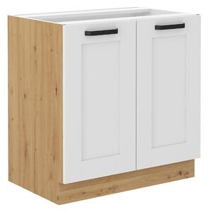 KONDELA Spodní skříňka, bílá/dub artisan, LULA 80 D 2F BB
