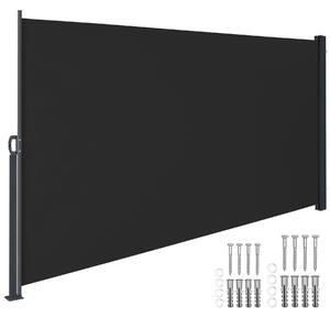 Tectake Výsuvná boční markýza s navíjecím mechanismem, neprůhledná - 300 x 160 cm,černá