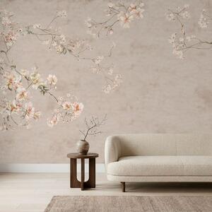 Fototapety Jemné květinové větvičky ve stylu chinoiserie na světlém pozadí, Fototapety vintage, w05427 : uwalls.cz