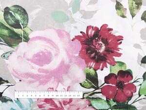 Biante Bavlněný povlak na polštář s lemem Sandra SA-220 Velké růžové květy 40 x 40 cm