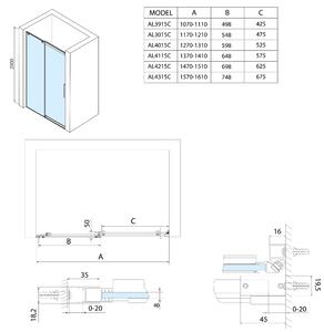Polysan ALTIS LINE posuvné dveře 1070-1110mm, výška 2000mm, čiré sklo