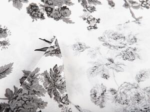 Biante Bavlněný závěs Sandra SA-225 Šedočerné pnoucí květy na bílém 150x140 cm