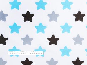 Biante Bavlněný běhoun na stůl Sandra SA-224 Modro-šedo-černé hvězdičky na bílém 20x120 cm