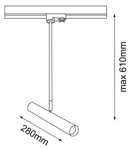 Amplex 8881 - Lustr na tyči do lištového systému AKADI 1xGU10-MR11/15W/230V