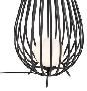Designová stojací lampa černá s opálem 70 cm - Angela