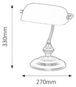 Rabalux 4038 Bank Klasická stolní lampička | E27 | Barevný kov | Bronz | Zelená - r-4038