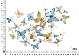 Nástěnný panel Gold and Celeste Butterflies 132X3,5X95,5 cm