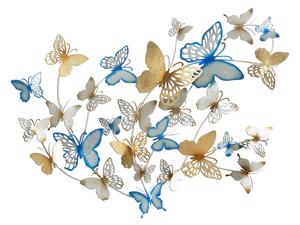 Mauro Ferretti Nástěnný panel Gold and Celeste Butterflies 132X3,5X95,5 cm