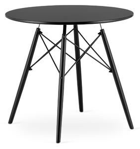 LEOBERT Moderní dřevěný kulatý stůl 80 cm - černý / černé nohy 80 cm