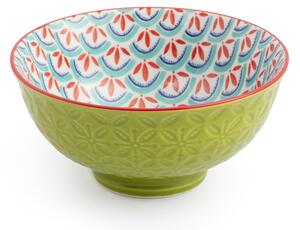 Kameninová Miska 250 ml 12 cm Mikasa na Snídaně, Müsli, Rýži a Dipy - zeleno-modrý geometrický vzor MKNBOWL31