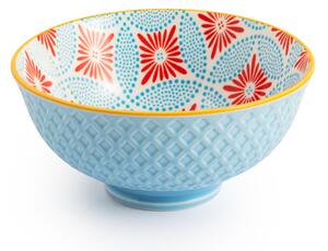 Kameninová Miska 250 ml 12 cm Mikasa na Snídaně, Müsli, Rýži a Dipy - modro-korálový mozaikový vzor MKNBOWL32