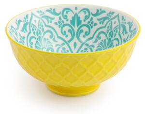 Kameninová Miska 250 ml 12 cm Mikasa na Snídaně, Müsli, Rýži a Dipy - žluto-modrý geometrický vzor MKNBOWL41