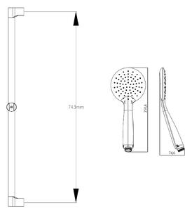 Sapho WANDA sprchová souprava s mýdlenkou, posuvný držák, 790 mm, sprchová hadice 1500 mm, chrom