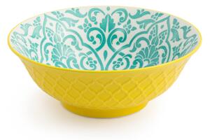 Kameninová Miska 900 ml 21 cm Mikasa na Těstoviny, Saláty, Nudle a Bowl Jídla - žluto-modrý geometrický vzor MKRBOWL41