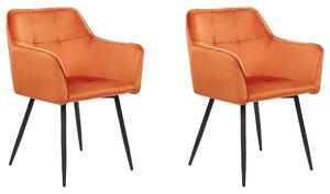 Sada 2 sametových jídelních židlí oranžové JASMIN