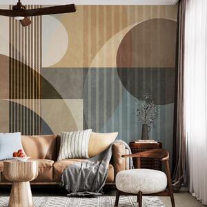 Fototapety Abstraktní geometrické tvary tvořené kruhy a čarami, tlumené zemité odstíny, strukturovaná,, Fototapety geometrie, w09834 : uwalls.cz