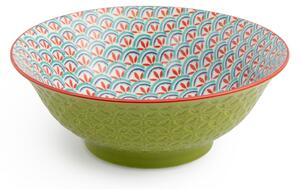 Kameninová Miska 900 ml 21 cm Mikasa na Těstoviny, Saláty, Nudle a Bowl Jídla - zeleno-modrý geometrický vzor MKRBOWL31