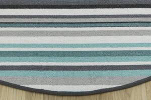 Makro Abra Kulatý pogumovaný koberec Linie 22 šedý / tyrkysový Rozměr: průměr 80 cm