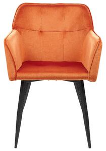 Sada 2 sametových jídelních židlí oranžové JASMIN