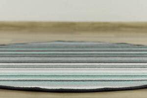 Makro Abra Kulatý pogumovaný koberec Linie 22 šedý / tyrkysový Rozměr: průměr 80 cm