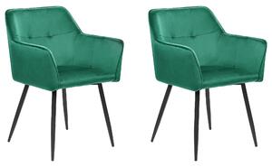 Sada 2 sametových jídelních židlí zelené JASMIN
