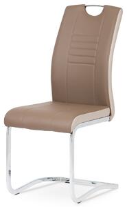 Autronic - Jídelní židle chrom / koženka coffee + cappucino boky - DCL-406 COF
