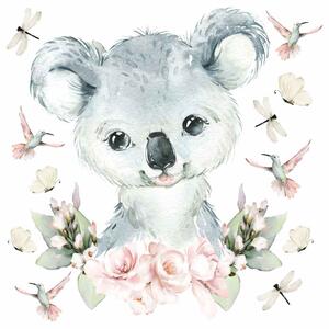 Dětská nálepka na zeď Animals among flowers - koala