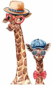 Dětská nálepka na zeď Giraffes - žirafy v kloboucích Rozměry: L