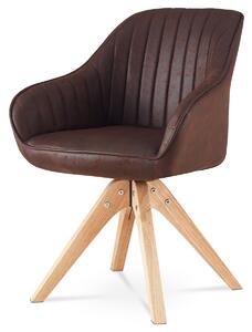 Jídelní a konferenční židle, potah hnědá látka v dekoru broušené kůže, nohy masi - HC-772 BR3