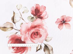 Biante Dekorační povlak na polštář TF-023 Červené růže na bílém 50 x 70 cm