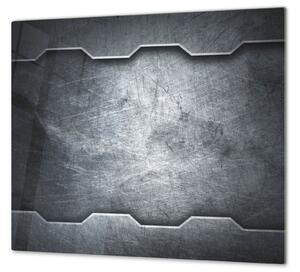 Skleněný kryt na sporák šedý kov - 52x60cm / S lepením na zeď