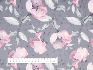 Biante Sametové prostírání na stůl Tamara TMR-013 Růžové květy na šedém 30x40 cm