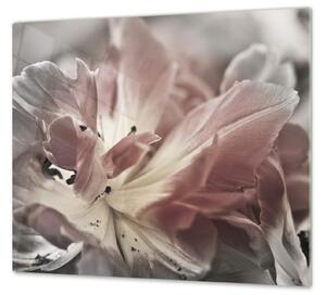 Ochranné sklo abstraktní šedý tulipán - 40x40cm / S lepením na zeď