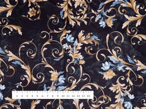 Biante Sametový povlak na polštář Tamara TMR-012 Zámecký vzor s květy na černém 60 x 60 cm