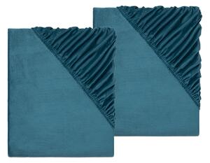 LIVARNO home Sada plyšových napínacích prostěradel 90-100 x 200 cm, 2dílná, modrá (800005412)