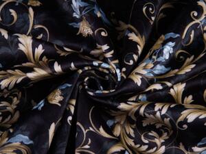 Biante Sametový povlak na polštář s lemem Tamara TMR-012 Zámecký vzor s květy na černém 40 x 40 cm