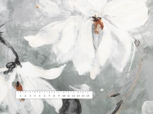 Biante Sametový kulatý ubrus Tamara TMR-016 Designové květiny na šedozeleném Ø 100 cm